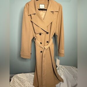 Bagatelle Tan Double-Breasted Trench Coat with Belt
